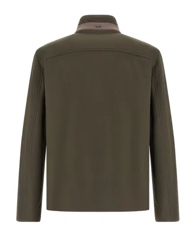 Herno High-neck Buttoned Jacket In Green