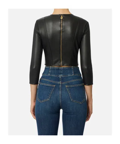 Elisabetta Franchi Top With Necklace And Charm In Black