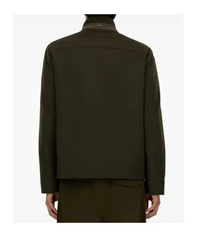 Herno High-neck Buttoned Jacket In Green
