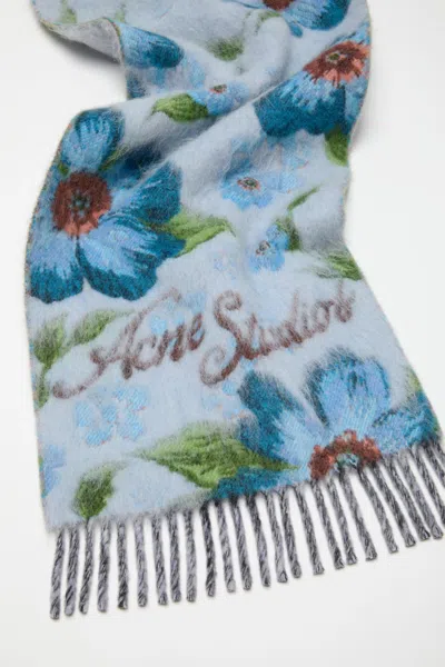 Acne Studios Fringed Wool Scarf In Multi