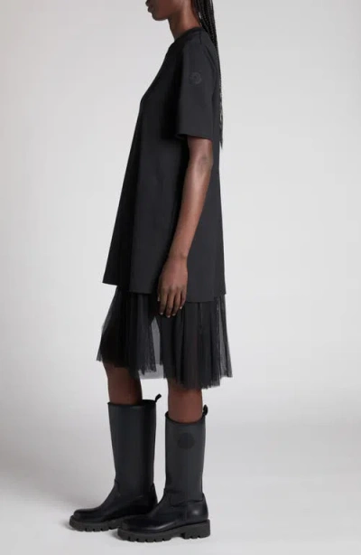 Moncler Mixed Media Dress In Black