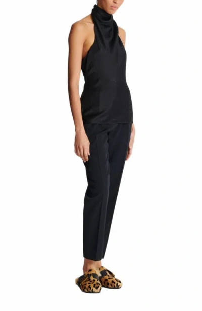 Balmain Halterneck Sleeveless Backless Draped Neckline Fitted Silhouette In Black
