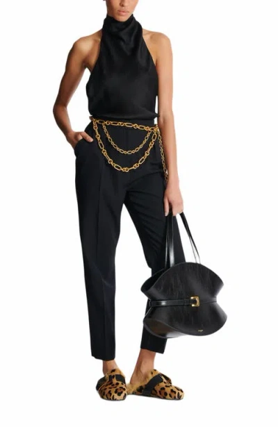 Balmain Halterneck Sleeveless Backless Draped Neckline Fitted Silhouette In Black