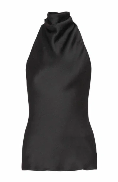Balmain Halterneck Sleeveless Backless Draped Neckline Fitted Silhouette In Black