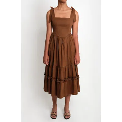 The Lulo Project New Quibdo Midi Sundress In Brown