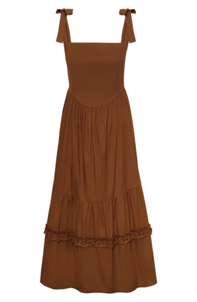 The Lulo Project New Quibdo Midi Sundress In Brown