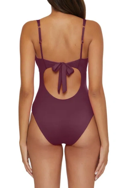 Becca Shirred V-wire One-piece Swimsuit In Burgundy