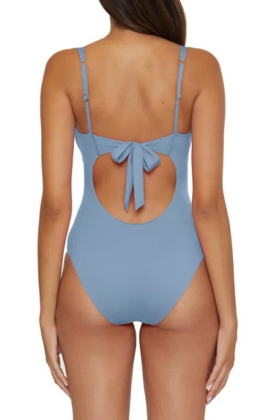 Becca Shirred V-wire One-piece Swimsuit In Blue