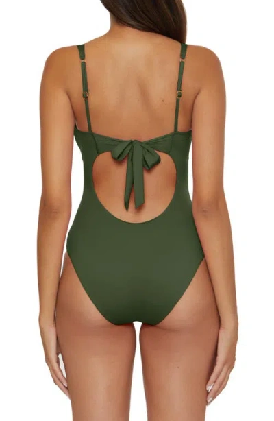 Becca Shirred V-wire One-piece Swimsuit In Green