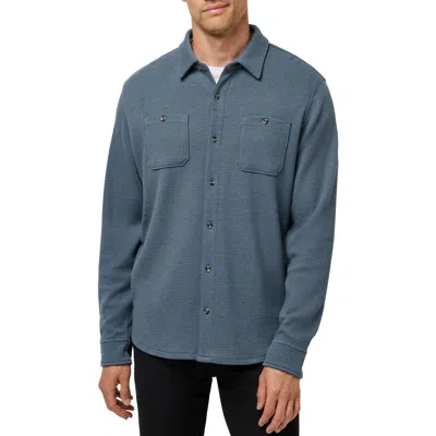 Travismathew Cloud Waffle Knit Button-up Shirt In Blue