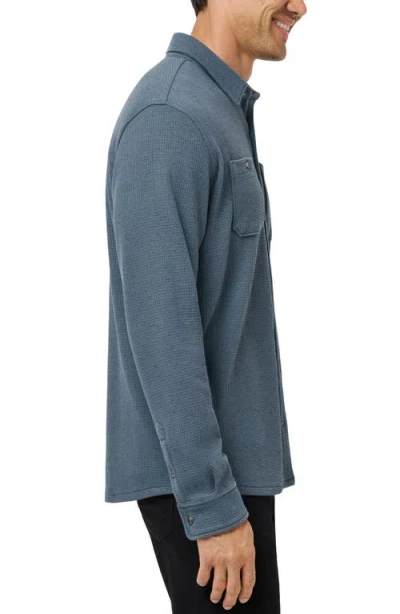 Travismathew Cloud Waffle Knit Button-up Shirt In Blue