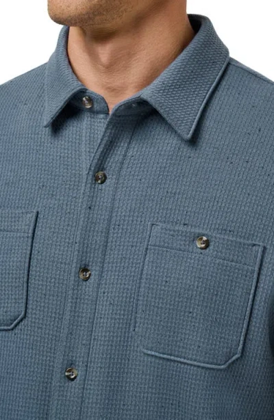 Travismathew Cloud Waffle Knit Button-up Shirt In Blue