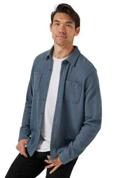 Travismathew Cloud Waffle Knit Button-up Shirt In Blue