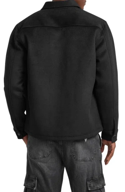 Guess Jeans Button-up Fleece Shirt Jacket In Black