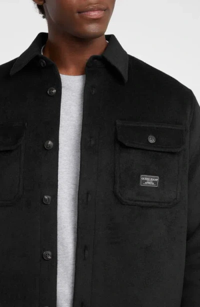 Guess Jeans Button-up Fleece Shirt Jacket In Black