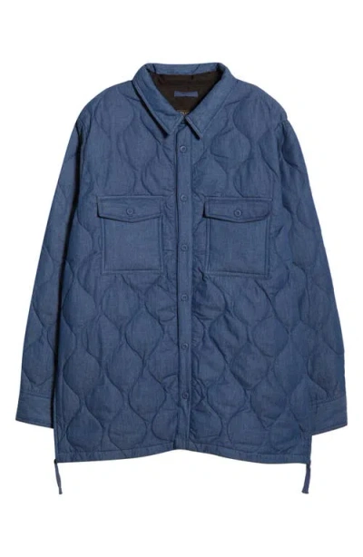 Taion Military Quilted Packable Water Resistant 800 Fill Power Down Shirt Jacket In Blue