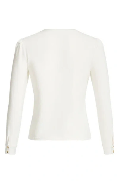 Isaac Mizrahi New York Button Detail Knit Top In White