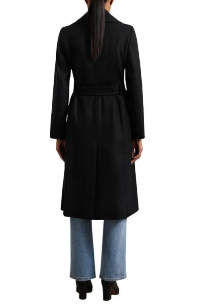 Reiss Odette Wool Blend Wrap Coat In Black