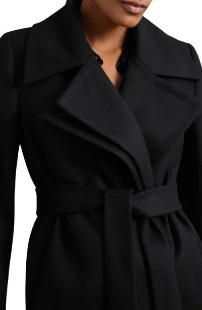 Reiss Odette Wool Blend Wrap Coat In Black