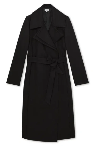 Reiss Odette Wool Blend Wrap Coat In Black