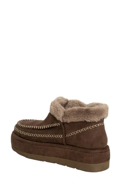 Shushop Ulla Faux Fur Lined Platform Bootie In Brown