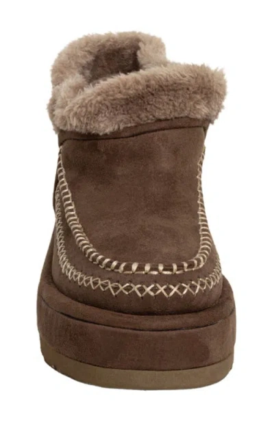Shushop Ulla Faux Fur Lined Platform Bootie In Brown