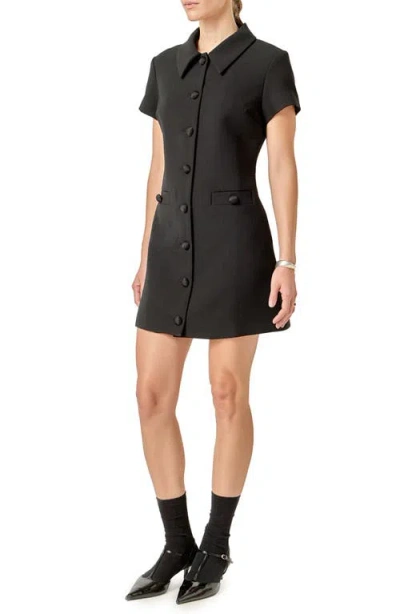 English Factory Velvet Button Collar Mini Dress In Black