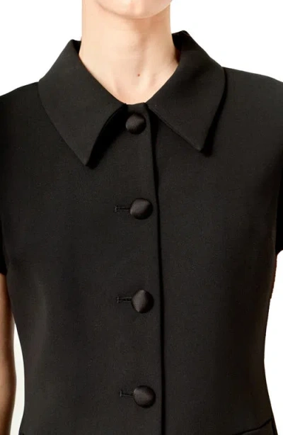 English Factory Velvet Button Collar Mini Dress In Black