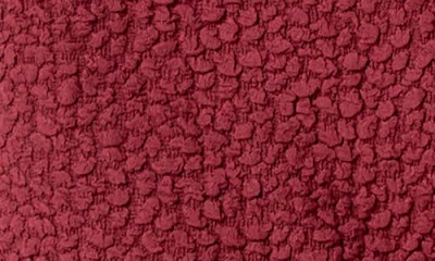 English Factory Textured Puff Sleeve Midi Dress In Burgundy