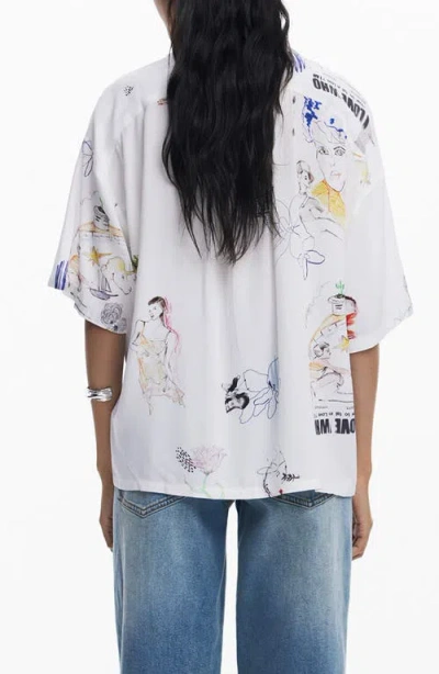 Desigual Relaxed Fit Button-up Shirt In White