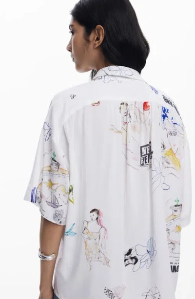 Desigual Relaxed Fit Button-up Shirt In White