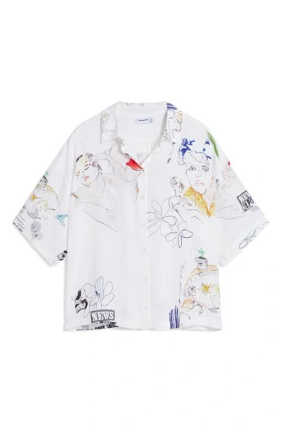 Desigual Relaxed Fit Button-up Shirt In White