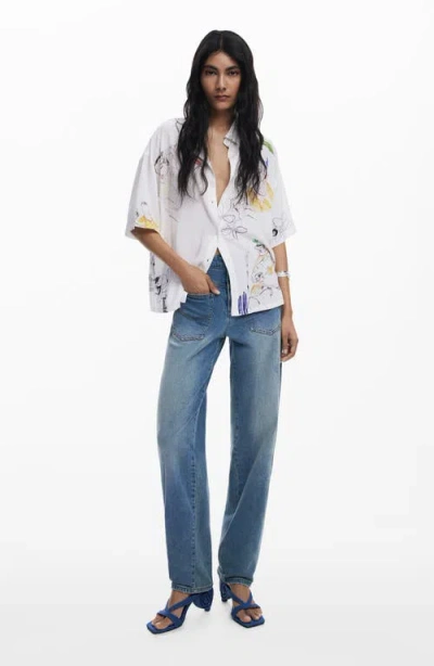 Desigual Relaxed Fit Button-up Shirt In White