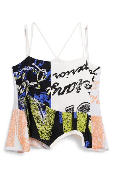 Desigual Asymmetric Strappy Camisole In White