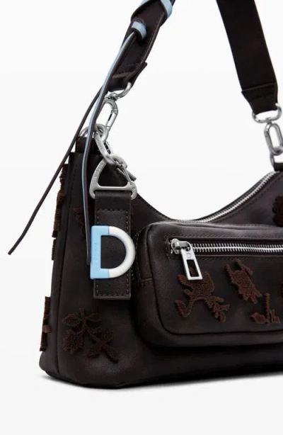 Desigual Faux Leather Shoulder Bag In Brown