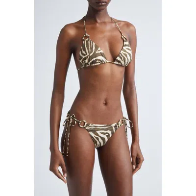 Zimmermann Wanderlust Ring-tie Zebra-pattern Bikini In Brown
