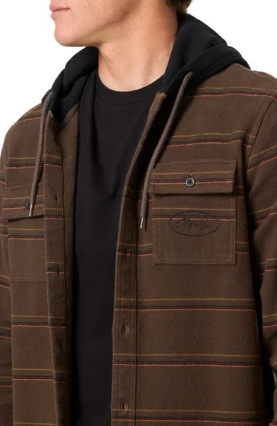 O'neill Archer Hooded Button-up Shirt In Brown