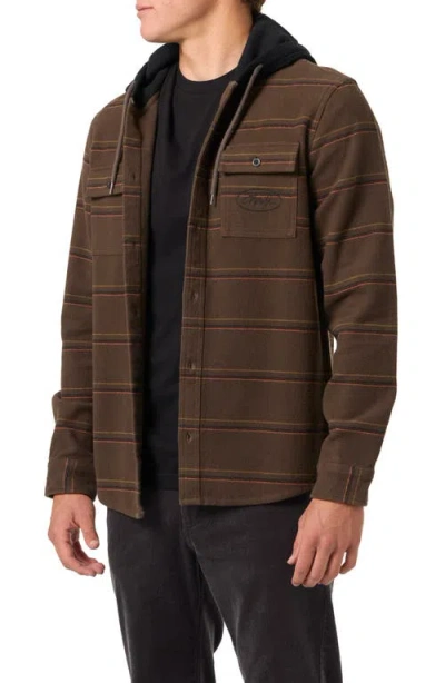 O'neill Archer Hooded Button-up Shirt In Brown