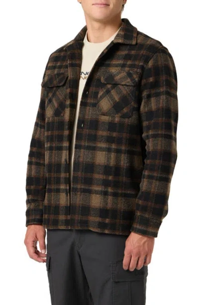 O'neill Og Lux Plaid Flannel Button-up Shirt Jacket In Brown
