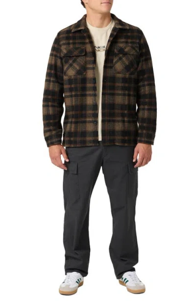 O'neill Og Lux Plaid Flannel Button-up Shirt Jacket In Brown