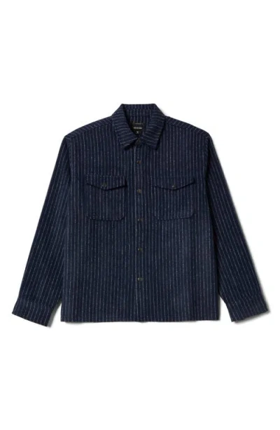 Brixton Selden Pinstripe Flannel Snap-up Shirt Jacket In Blue