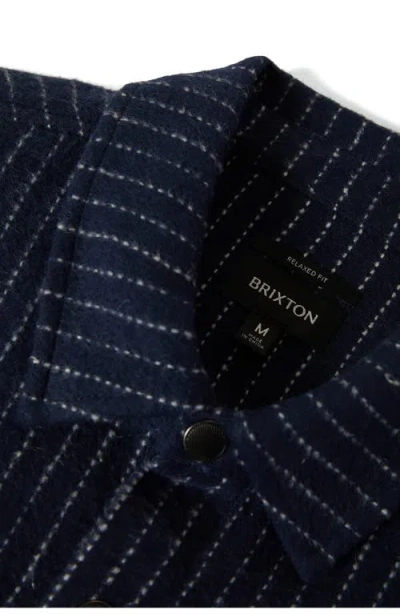 Brixton Selden Pinstripe Flannel Snap-up Shirt Jacket In Blue
