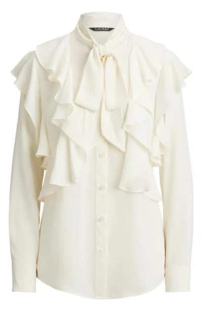 Ralph Lauren Women's Ruffle Detail Tie-neck Blouse In Neutral