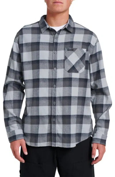 Quiksilver Penmar Check Cotton Flannel Button-up Shirt In Gray