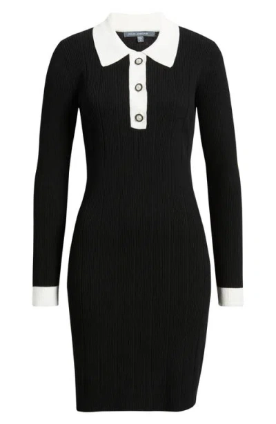 Julia Jordan Long Sleeve Polo Dress In Black
