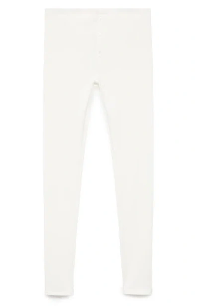 Mango Rib Knit Pants In White