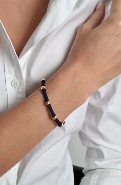 Anabel Aram Jewelry Bamboo Texture Enameled Bangle In Black