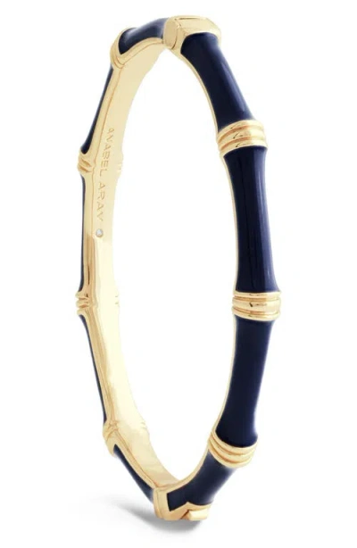Anabel Aram Jewelry Bamboo Texture Enameled Bangle In Black