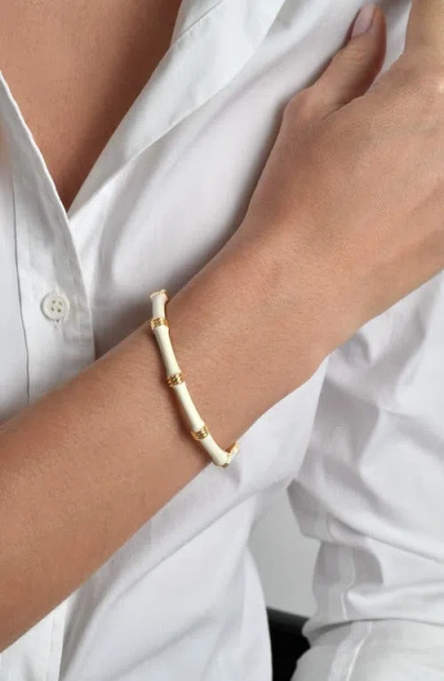 Anabel Aram Jewelry Bamboo Texture Enameled Bangle In White