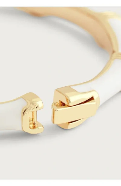 Anabel Aram Jewelry Bamboo Texture Enameled Bangle In White